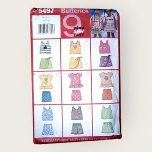 Vintage 1990s Butterick Sewing Pattern 5497 Girls Top Skort Shorts Sz 6-8 Uncut